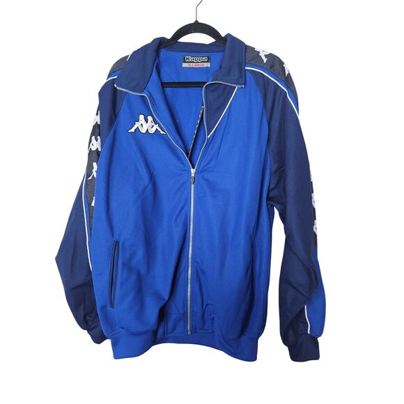 NEW Kappa XL Black Blue Tracksuit Jacket Sport Soccer Warm Up Logo Pants Casual - Picture 2 of 10